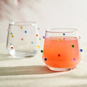 NEW - Anthropologie Confetti Double Old Fashioned Glasses, Set of 2